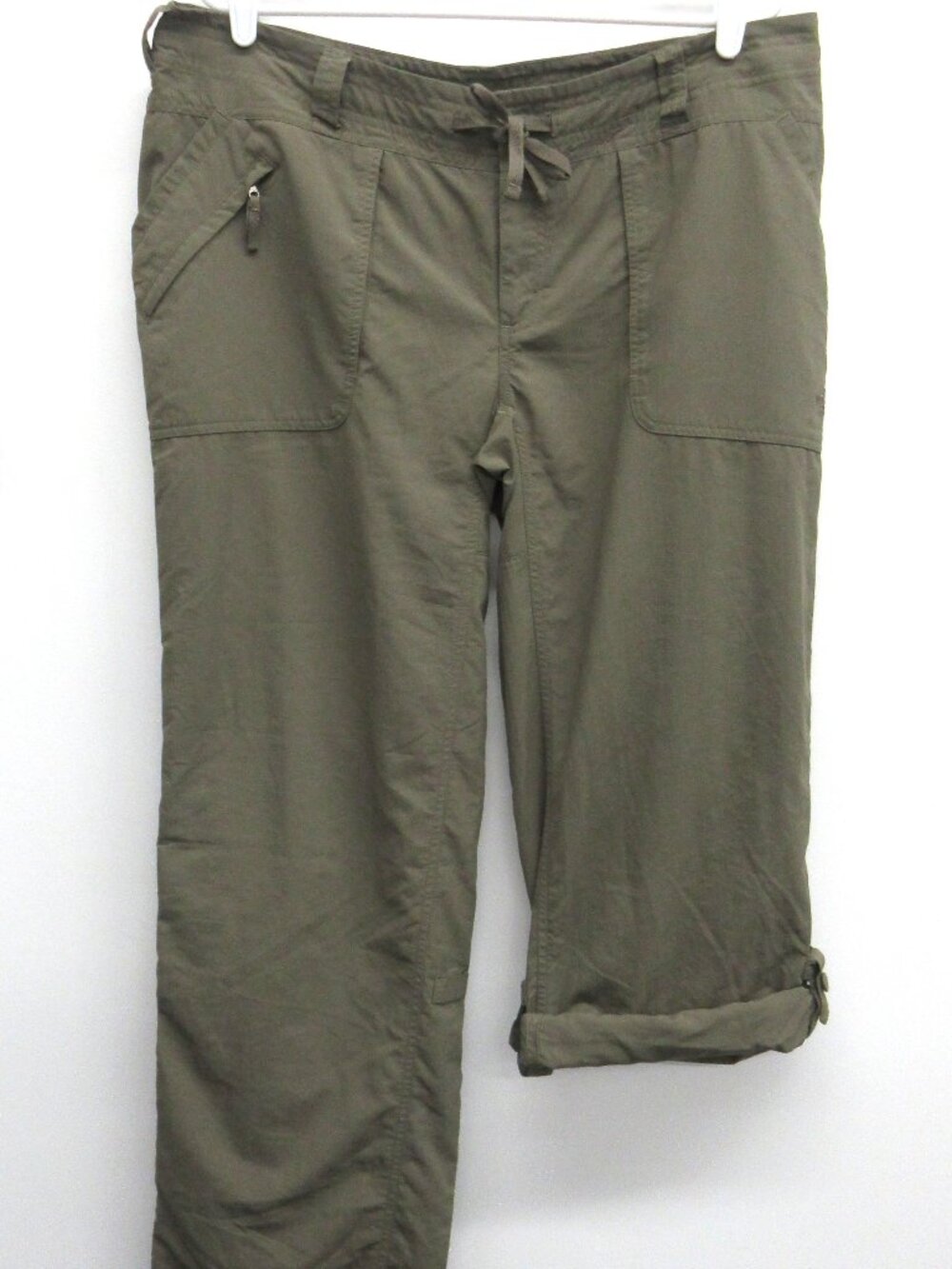 NORTHFACE HORIZON TEMPEST PANT WOMENS 16 32 BROWN OLIVE ROLL UP LEGS STOW POCKET
